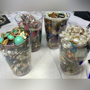 Jewelry Craft Jar 1-2 Pounds Beads Chains Stones Lots to create with